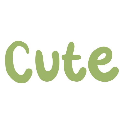 The word cute written in green PNG Design