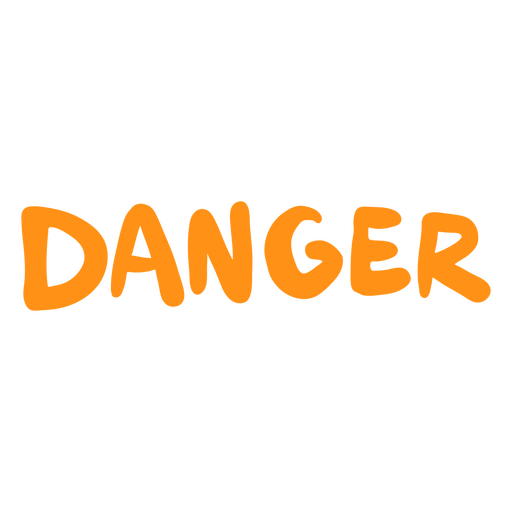 La palabra peligro en naranja. Diseño PNG