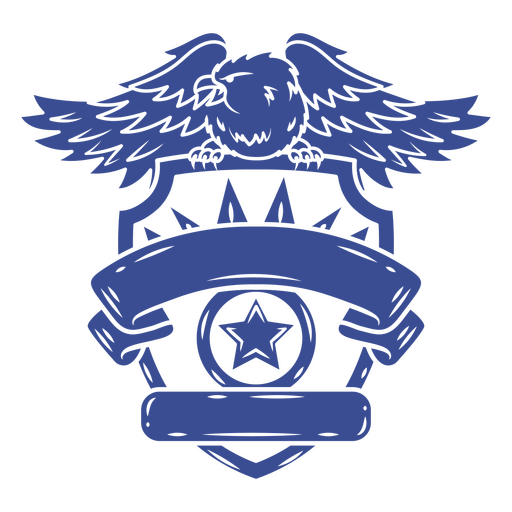 Águila con alas y una estrella sobre fondo azul. Diseño PNG
