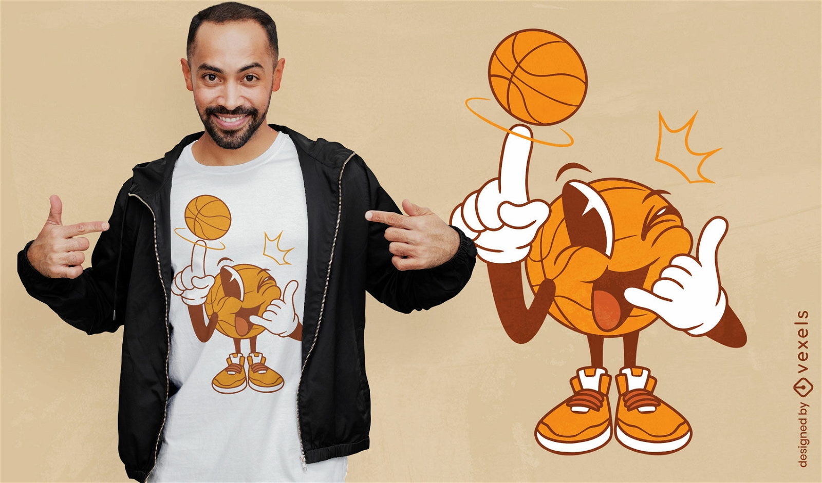 Design de camiseta de basquete de desenho animado