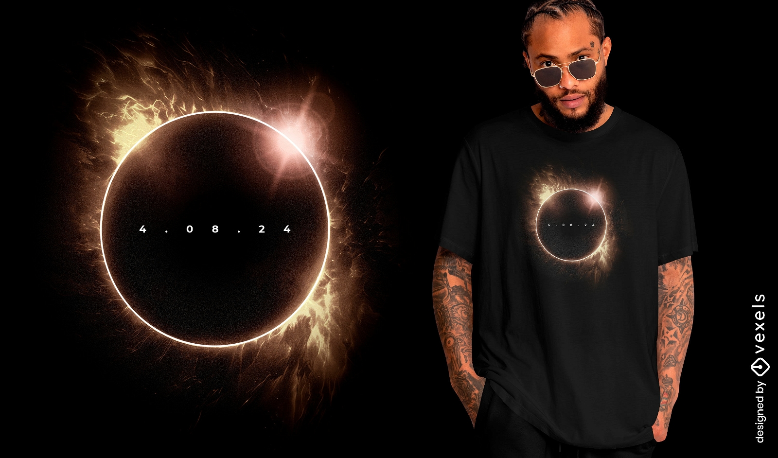Diseño de camiseta eclipse solar 2024.
