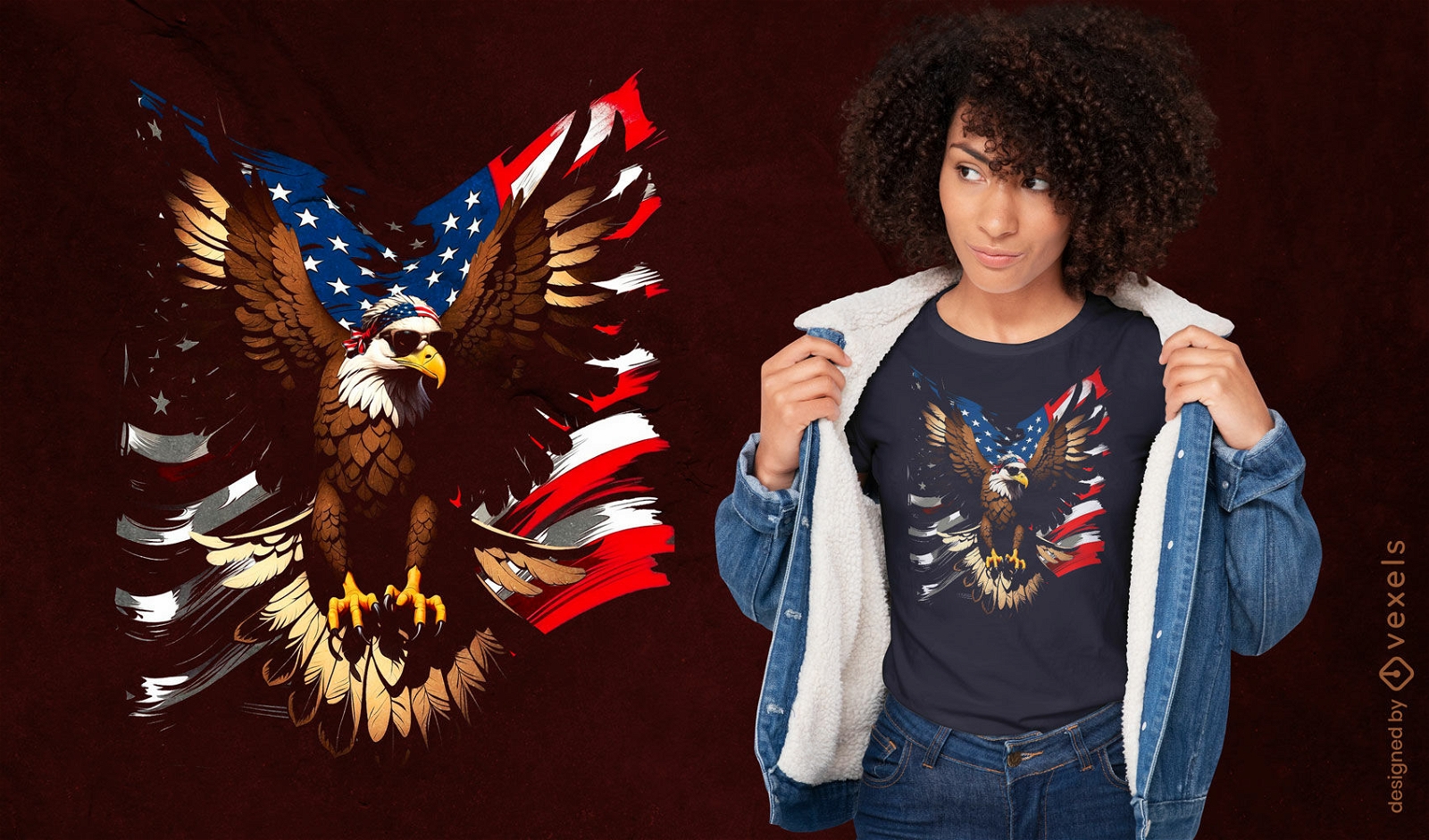 T-Shirt-Design mit amerikanischem Adlerstolz