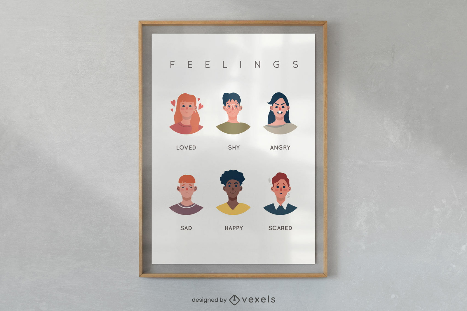 Diseño de carteles educativos de emociones.