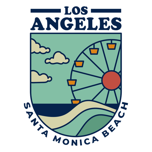 Diseño de logotipo vintage de la playa de Santa Mónica en Los Ángeles Diseño PNG