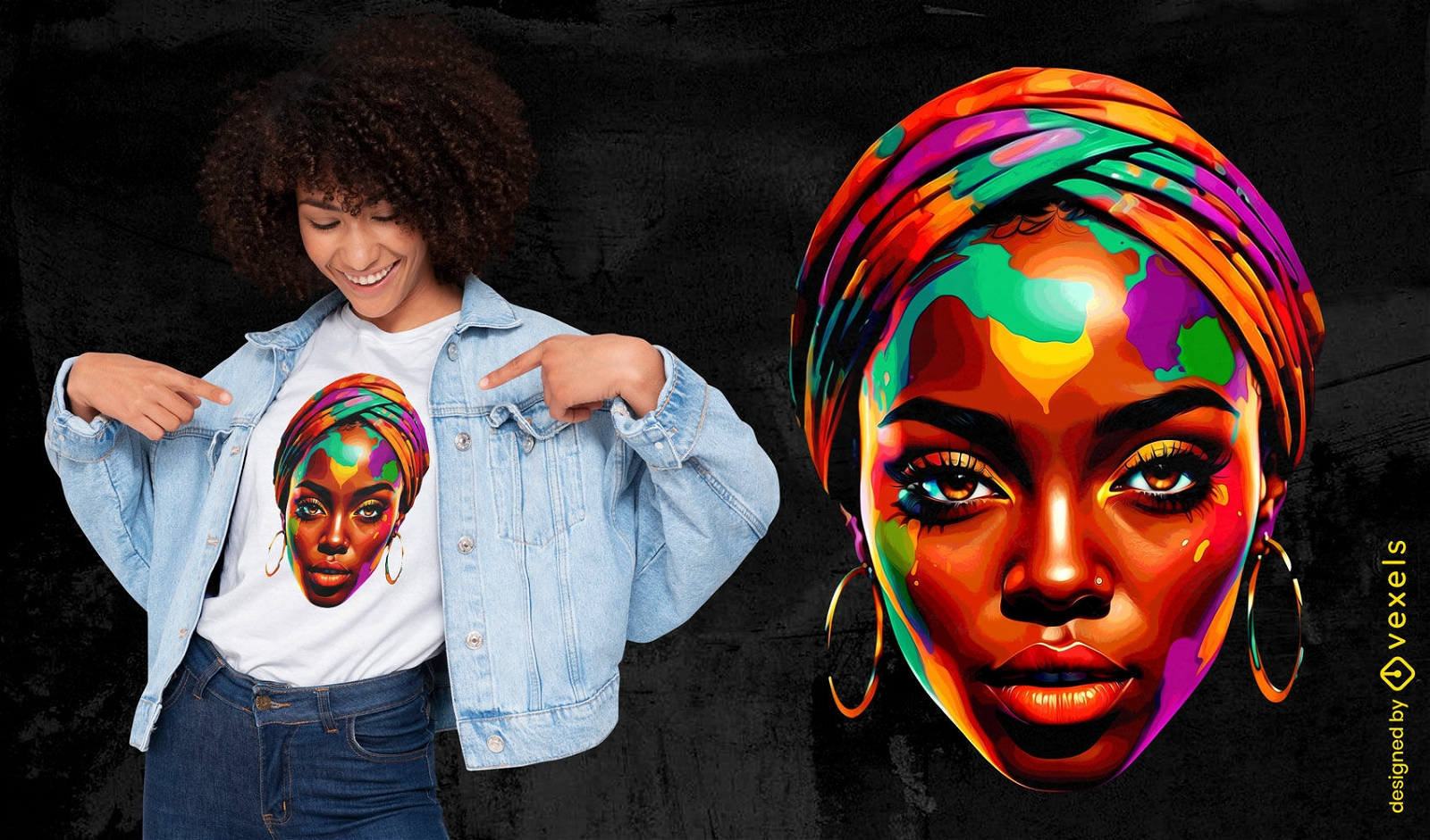 Design colorido de camiseta com arte facial