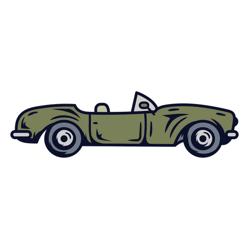 Ilustração de design clássico de carro conversível verde-oliva Desenho PNG