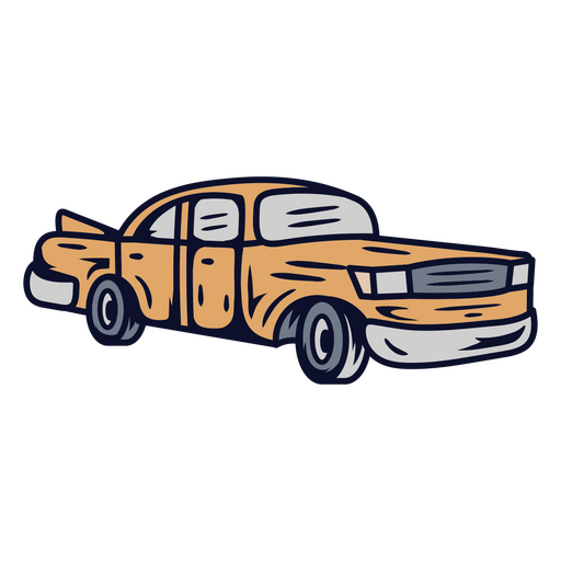 Ilustración de un coche amarillo vintage Diseño PNG