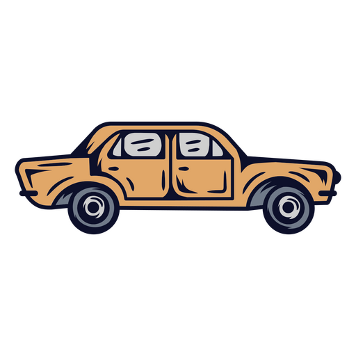 Vintage stylized orange car illustration PNG Design