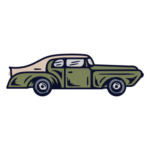 Diseño de camiseta con ilustración de automóvil vintage clásico en verde y crema. Diseño PNG