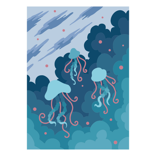 Água-viva subaquática Desenho PNG