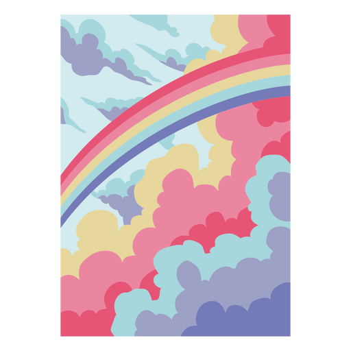 Arco-íris e nuvens coloridas Desenho PNG