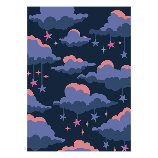 Cielo nocturno nublado con estrellas Diseño PNG