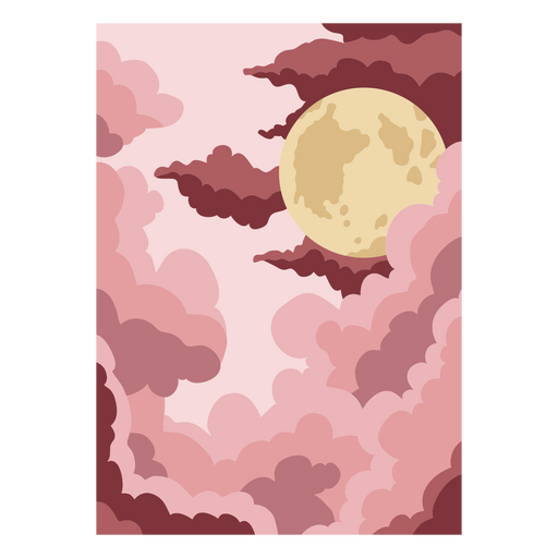Moon in clouds PNG Design
