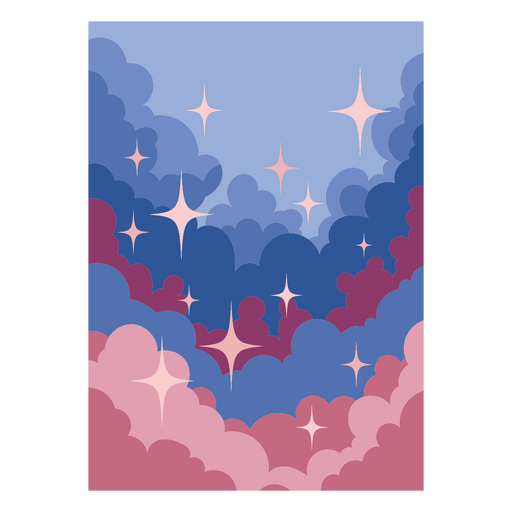 Cloudy sky with stars PNG Design