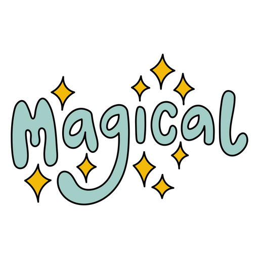 Diseño de arte de palabras colorido y brillante que presenta el diseño de camiseta con la palabra mágica. Diseño PNG