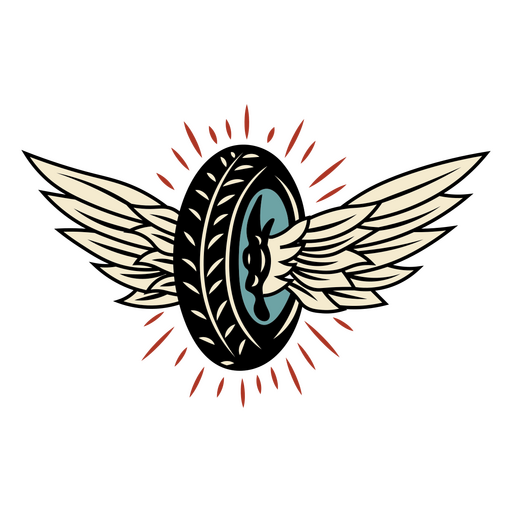 Wheel and wing logo PNG Design