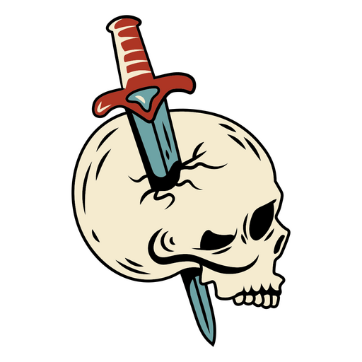 Diseño gráfico vanguardista de calavera y espada. Diseño PNG