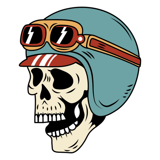 Diseño de casco de calavera vintage con gafas. Diseño PNG