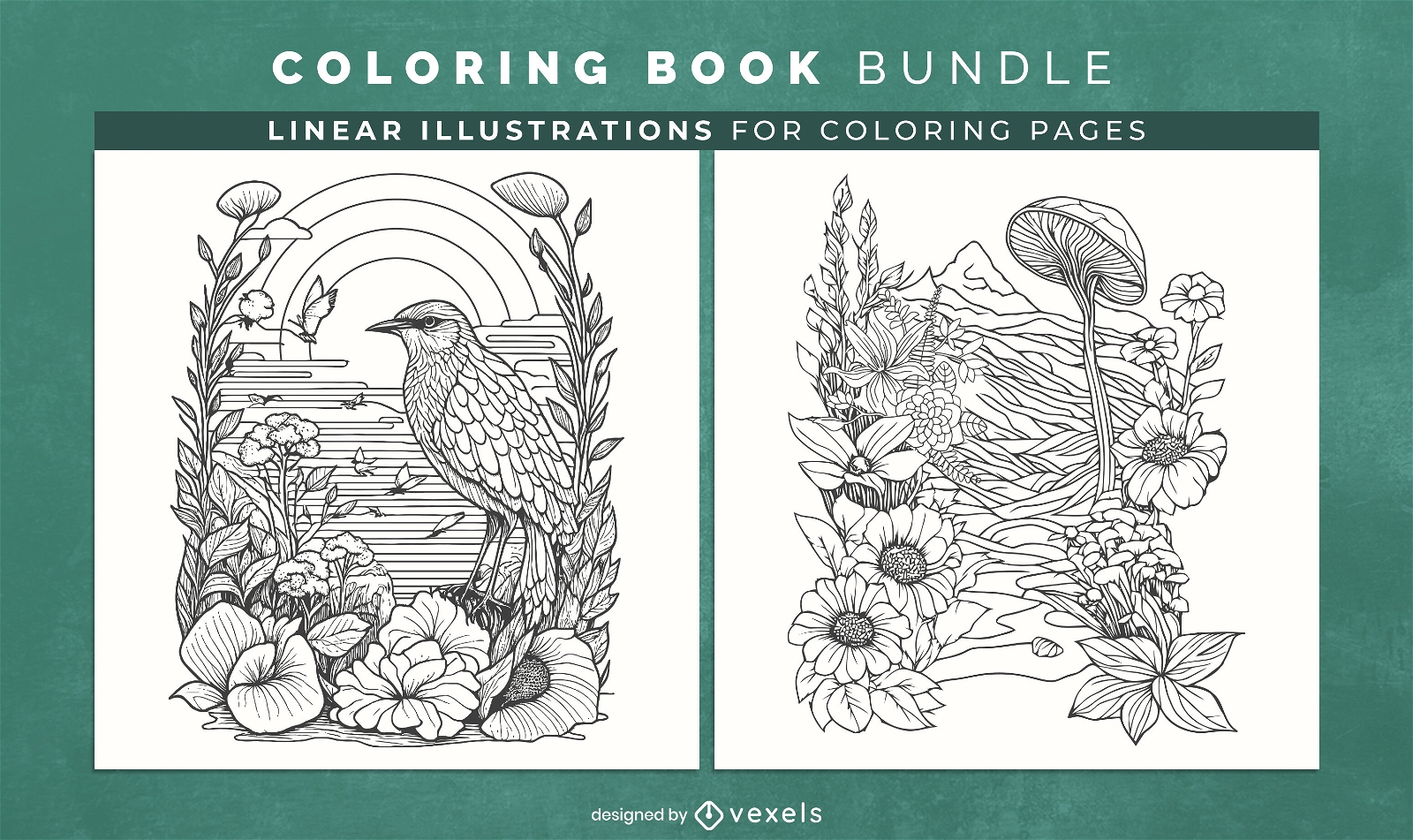 Relaxing coloring book pages design