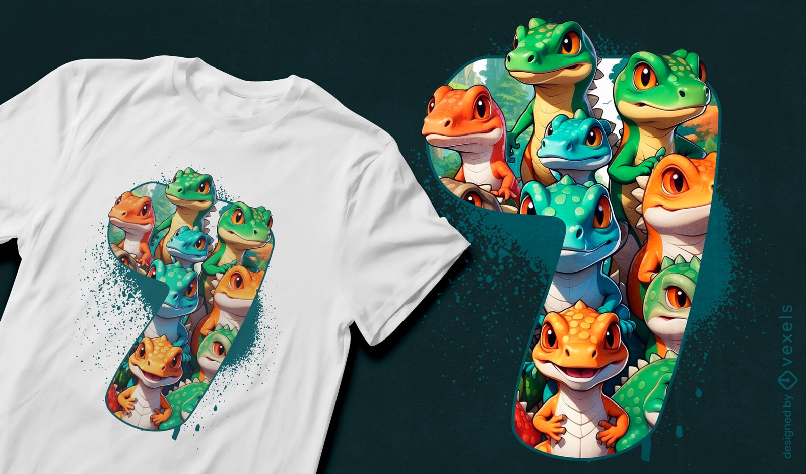 Diseño de camiseta con número de cumpleaños de reptil.