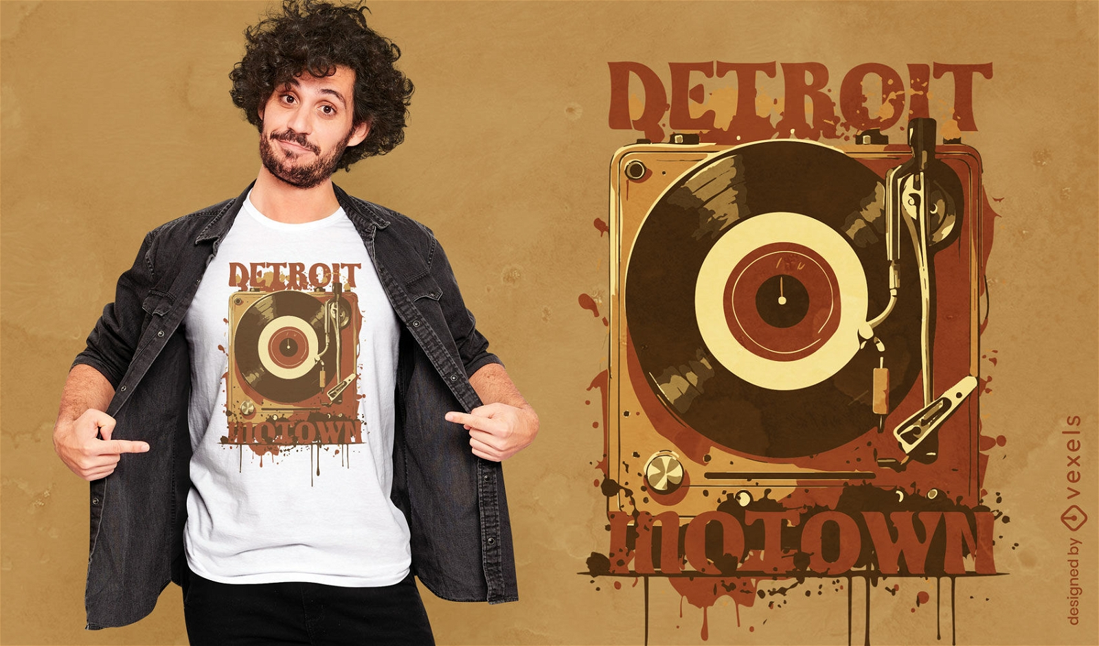 Distressed Vinyl-Schallplatten-T-Shirt-Design
