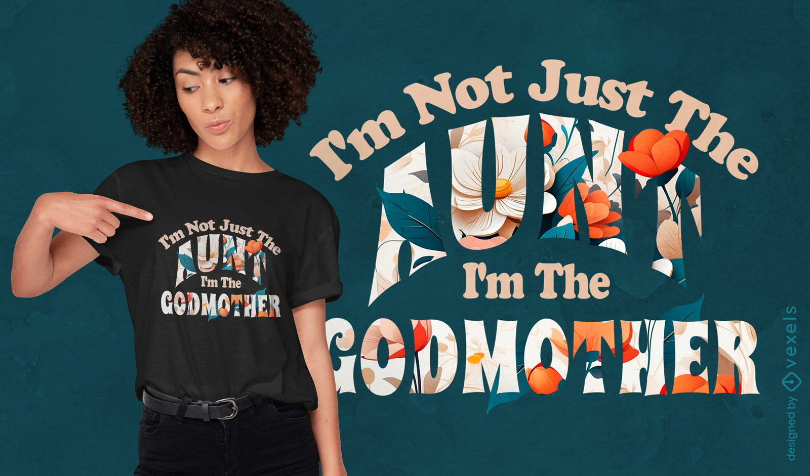 Floral godmother quote t-shirt design