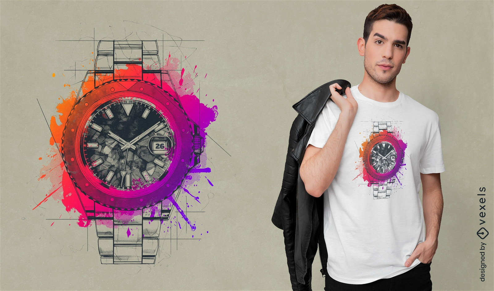 Explodierendes Uhren-T-Shirt-Design