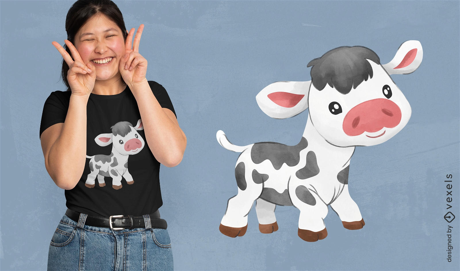 Design fofo de camiseta de vaca