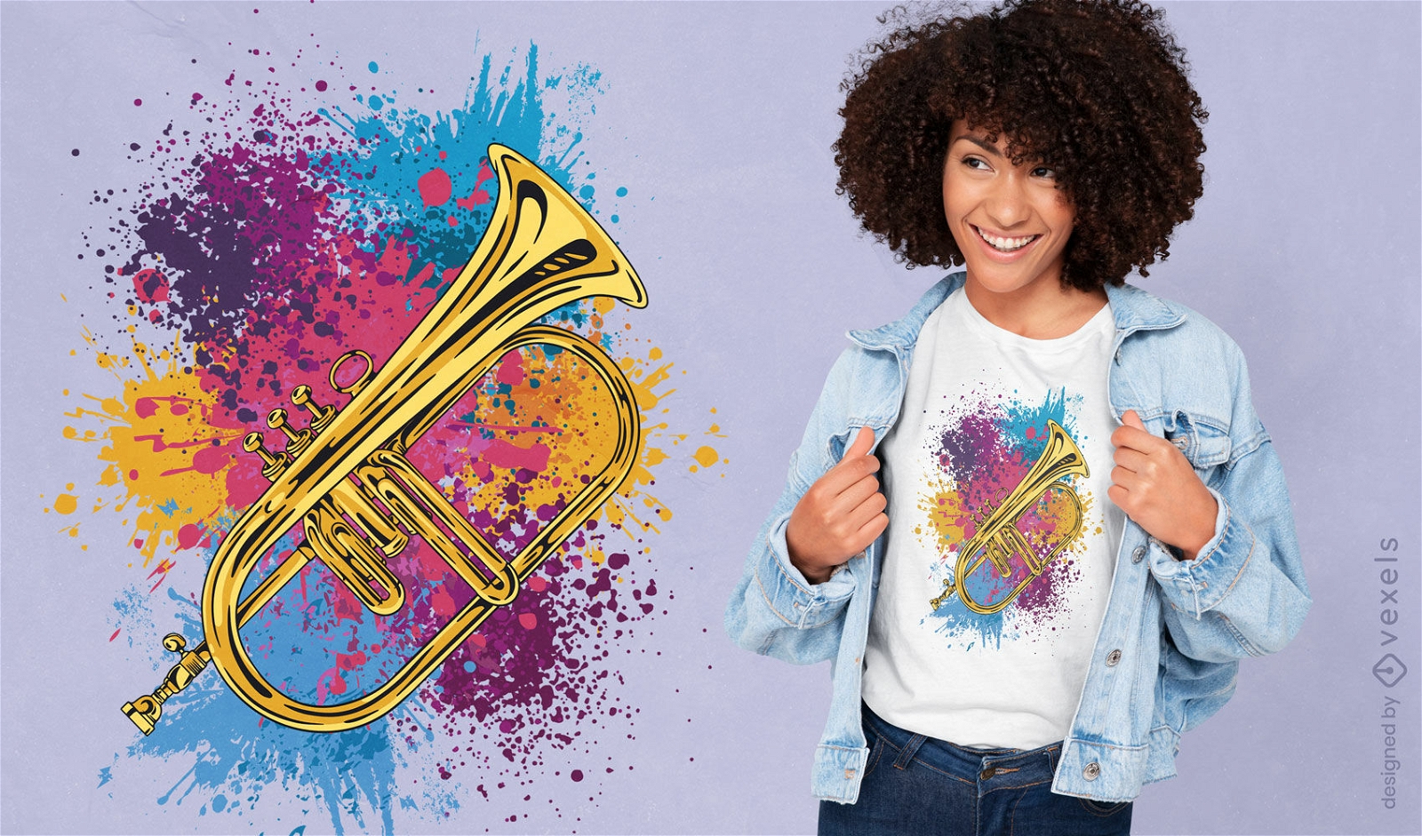 Musical trumpet splatter t-shirt design