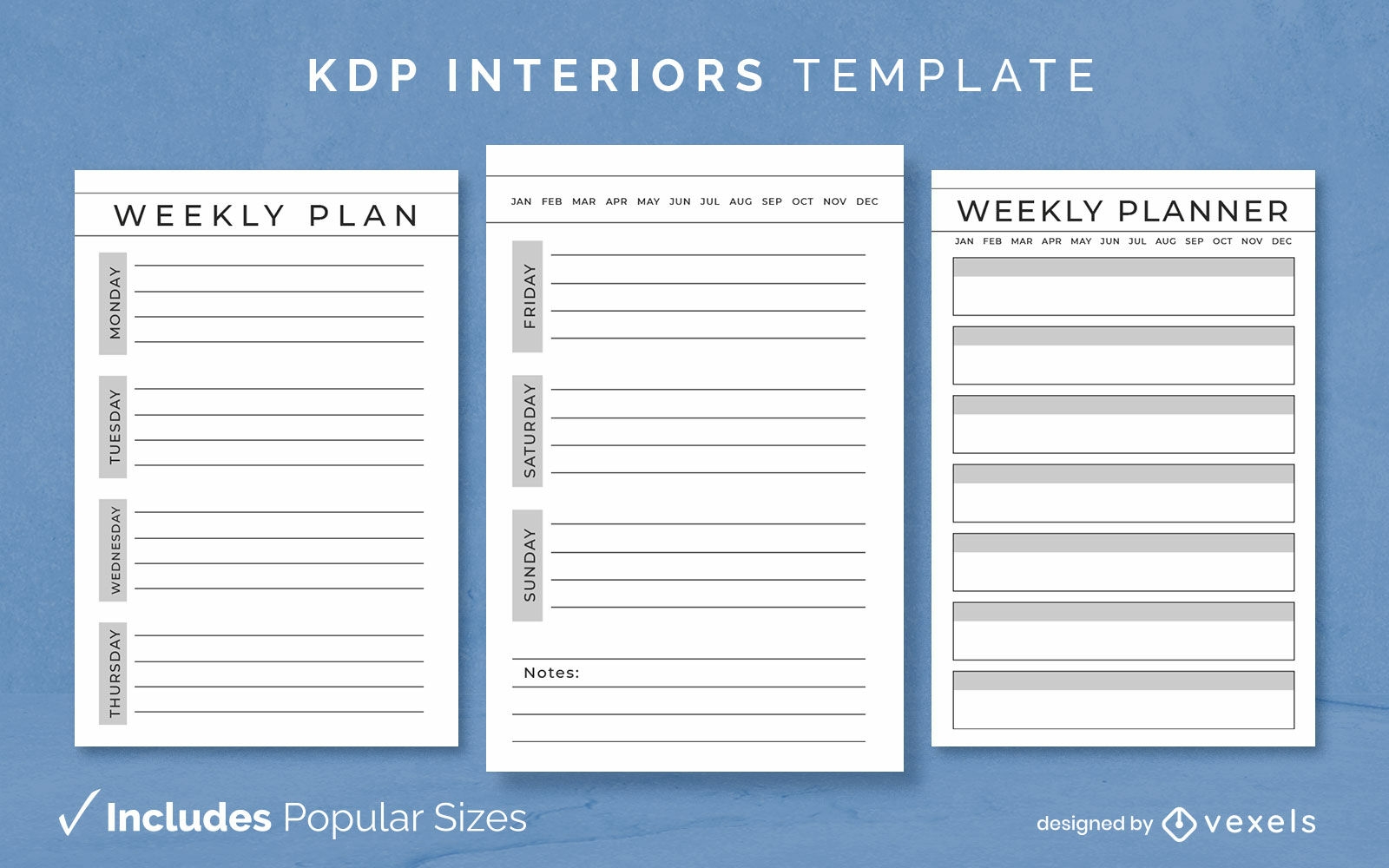 Planejador semanal de planilhas Design de modelo de interiores KDP