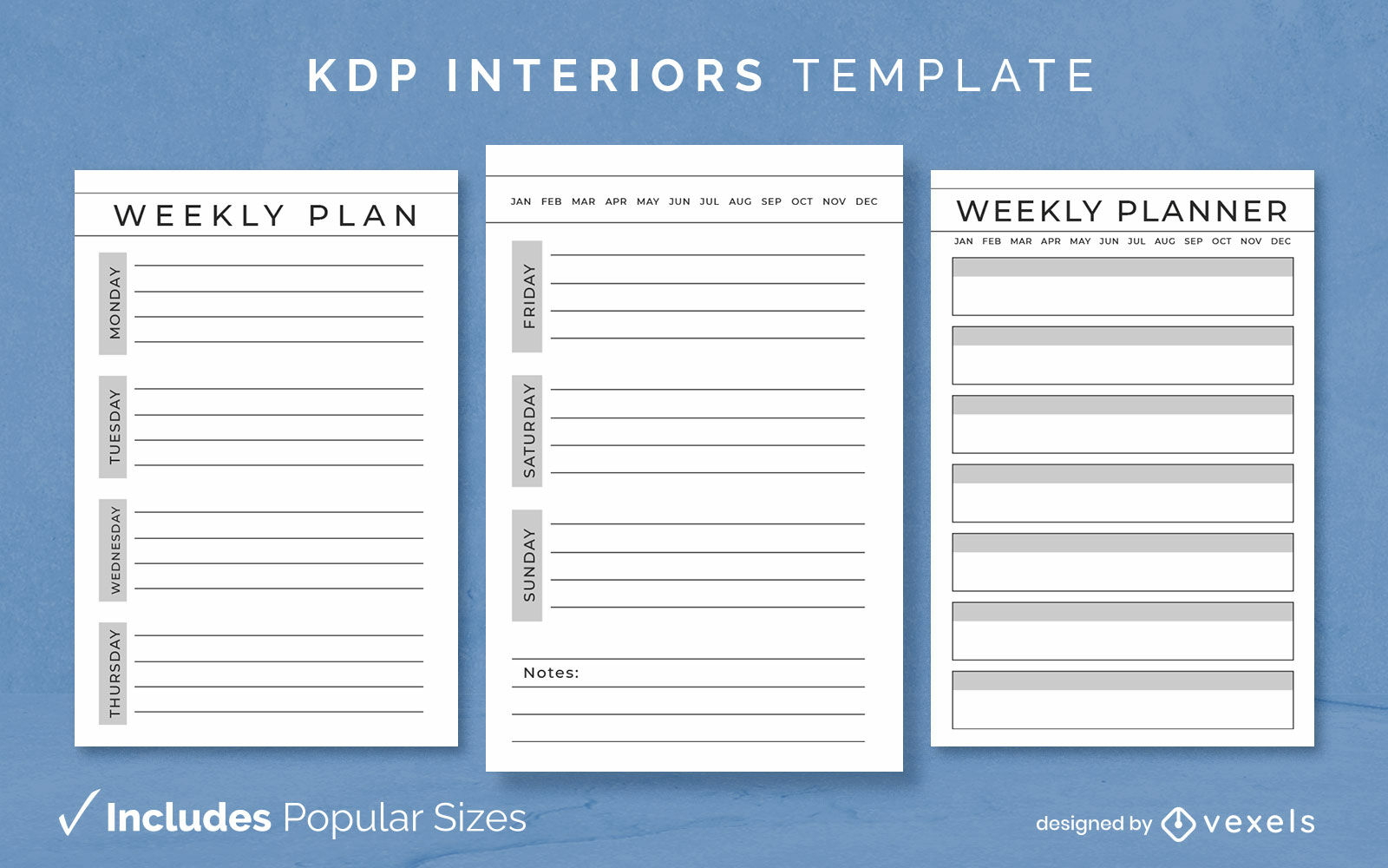 Wöchentlicher Blattplaner KDP-Innenraum-Vorlagendesign