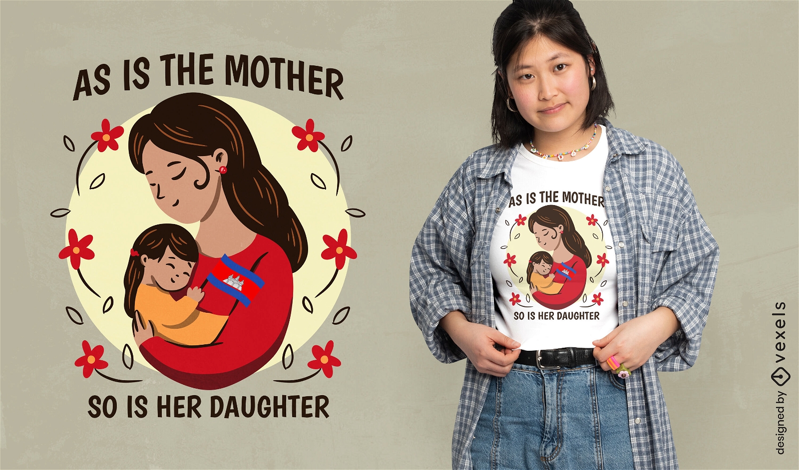 Mother and daughter statement t-shirt design