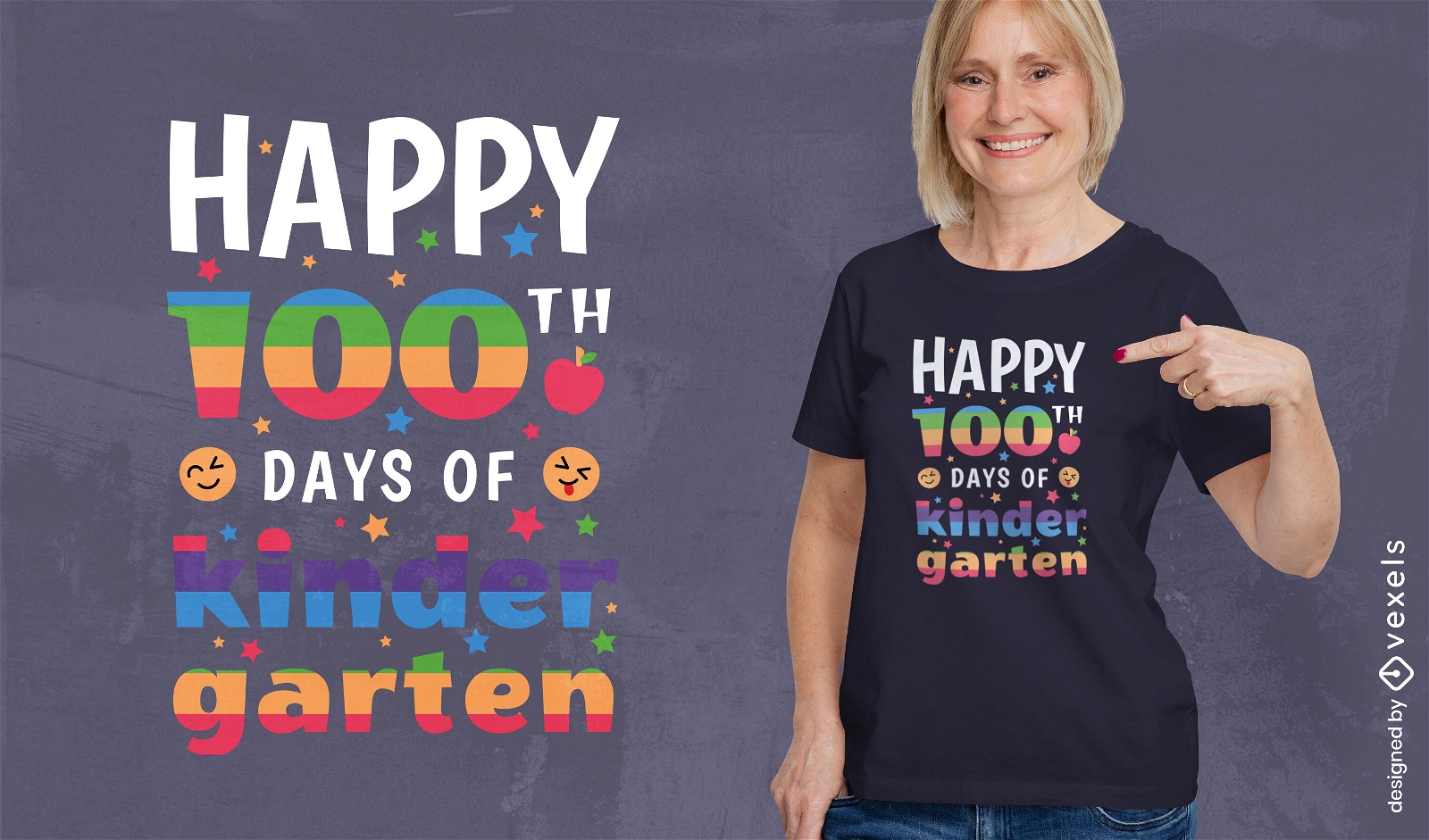 Design de camisetas do 100º dia do jardim de infância