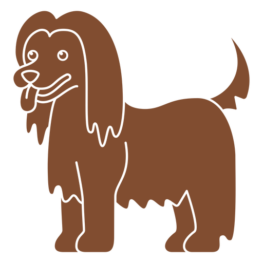 Perro marrón con pelo largo. Diseño PNG