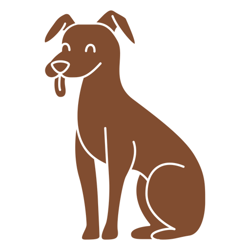 Perro marrón con lengua afuera. Diseño PNG