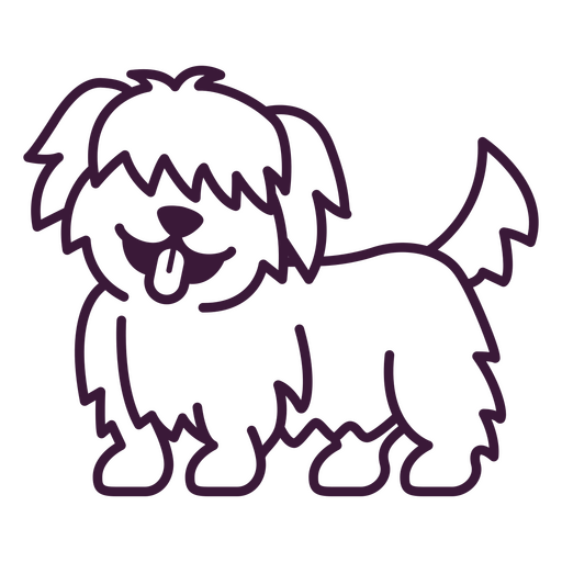 Playful cartoon dog illustration with fluffy fur PNG Design