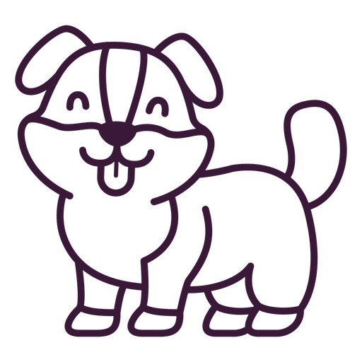 Cute cartoon puppy outline illustration t-shirt design PNG Design