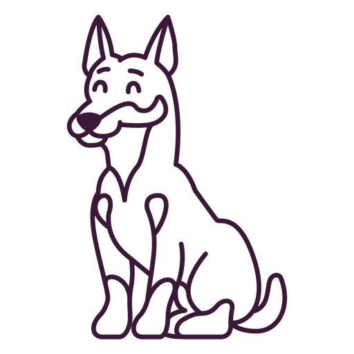 Happy sitting dog outline illustration design PNG Design