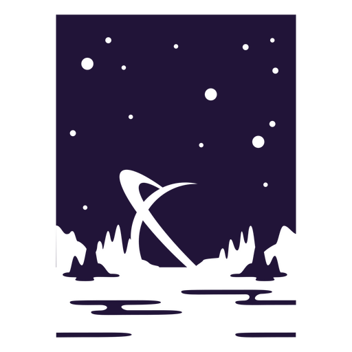 Céu noturno com barco Desenho PNG