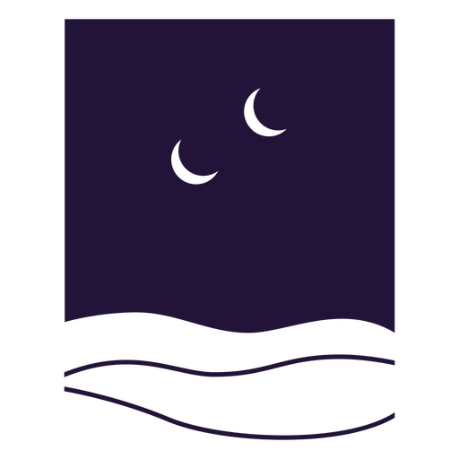 Diseño minimalista de luna y olas. Diseño PNG