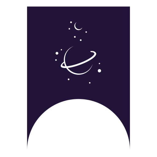 Celestial planet design with stars and moons PNG Design