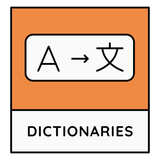 Colorful dictionary design with language symbols PNG Design