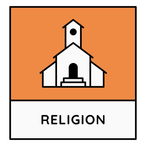 Ícone de igreja estilizado com rótulo religioso Desenho PNG