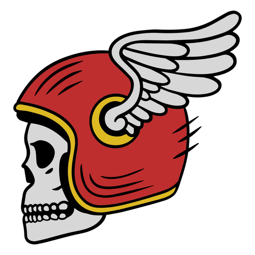 Caveira vintage usando um capacete alado vermelho Desenho PNG
