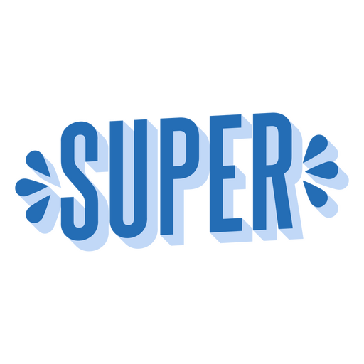 Bold super text design with playful elements PNG Design