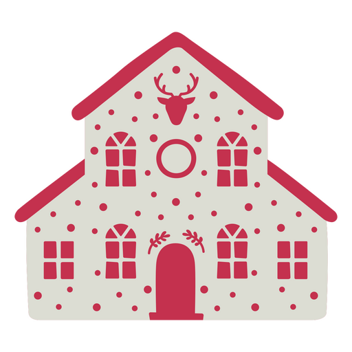 House with deer head and circle PNG Design