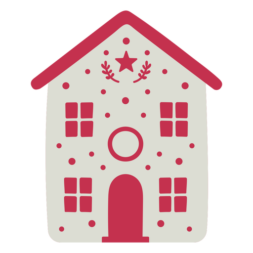 Casa con estrella y círculo. Diseño PNG