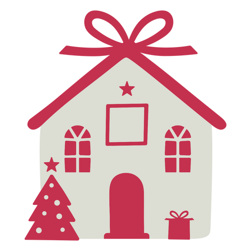 Charming holiday house design with gift elements PNG Design