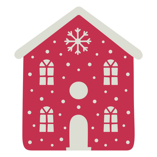 Festliches rotes Hausdesign mit Schneeflocken- und Tupfen-T-Shirt-Design PNG-Design