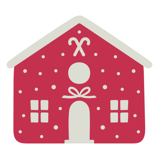 Red house with snow winter PNG Design